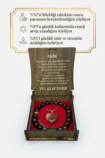 Akik Doğal Taş Bileklik ve Kolye